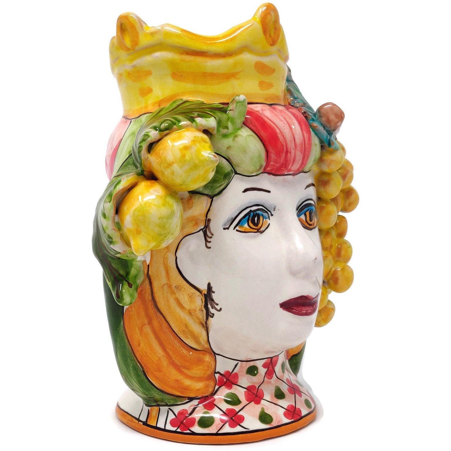 Testa di Moro in Ceramica artistica di Caltagirone, Donna, h 18 cm Ceramica Food in Sicily 