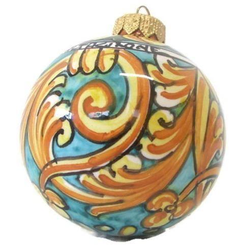 Palla di Natale,Ceramica di Caltagirone, Diam. 8 cm, vari colori Ceramica Food in Sicily Azzurro e arancione 