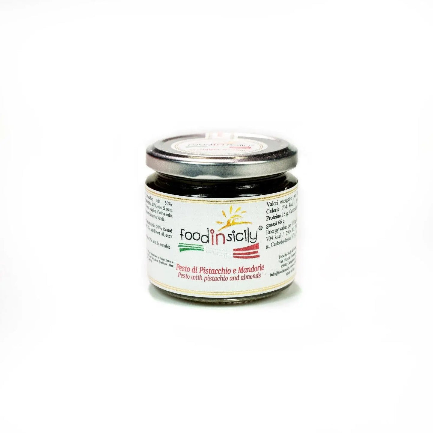 Pesto di Pistacchi con Mandorle tostate, 200 gr Condimenti Food in Sicily 