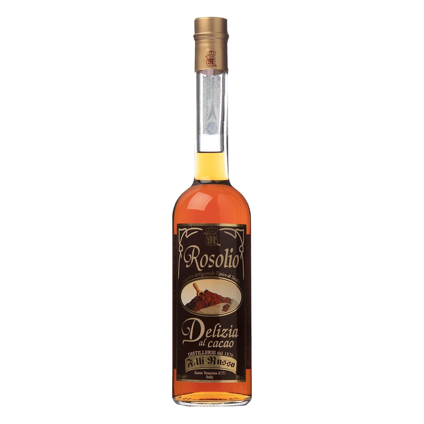 Rosolio Delizia al Cacao,50 cl, Distillerie Russo Siciliano Vini e liquori Distillerie dell’Etna F.lli Russo 