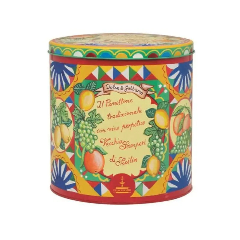 Confezione Natalizia "Sicilia" con 15 prodotti tipici siciliani di alta qualità in 10 versioni Confezione regalo natalizia Food in Sicily PANETTONE FIASCONARO DOLCE&GABBANA CON VINO PERPETUO VECCHIO SAMPERI 1 KG 