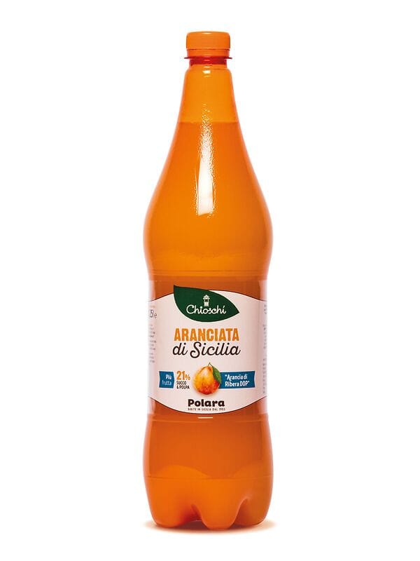 Aranciata con il 22% di succo di arancia di Ribera DOP, confezione da 6 Bottiglie da 1,25 Lt Bibite Polara 