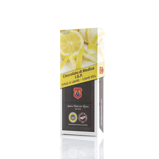 Cioccolato di Modica IGP con scorze di limone, 100 gr Cioccolato di Modica Antica Dolceria Bonajuto 