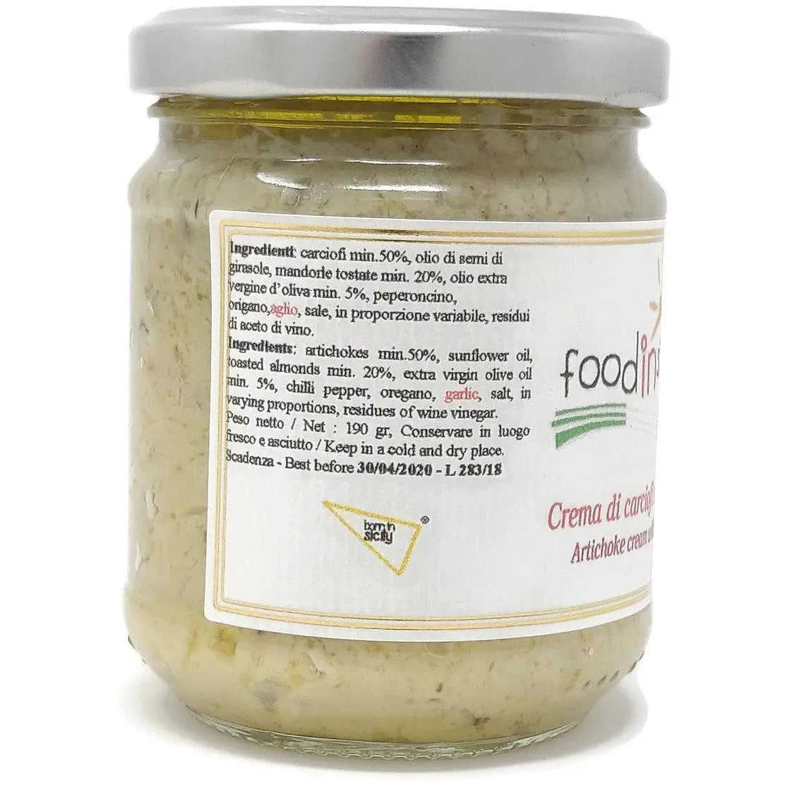 Crema di Carciofi e mandorle, vasetto 190 grammi Food in Sicily 