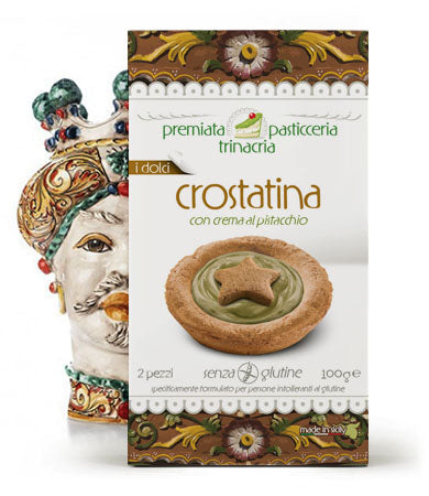 Crostatina con crema al pistacchio senza glutine , confezione da 2 crostatine / 100g (2x50g) Dolci tipici siciliani Fuday 