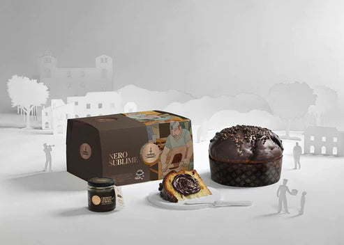 Confezione Natalizia "Sicilia" con 15 prodotti tipici siciliani di alta qualità in 10 versioni Confezione regalo natalizia Food in Sicily PANETTONE FIASCONARO DOLCE&GABBANA AL CIOCCOLATO "NERO SUBLIME " 1 KG 