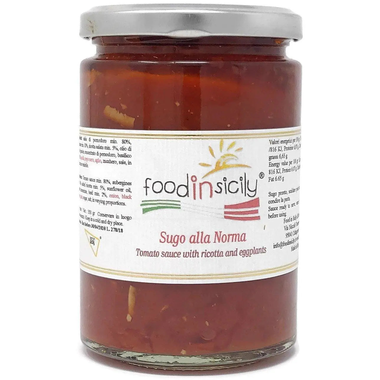 Sugo alla norma con ricotta salata e melanzane , 350 gr Sugo Food in Sicily 