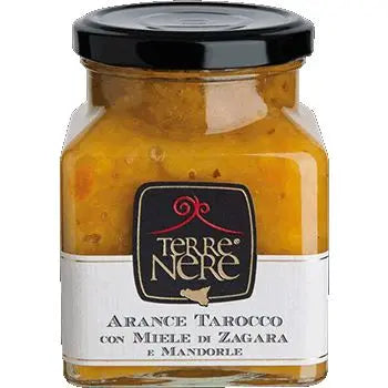 Marmellata di Arance Tarocco con Miele di Zagara e Mandorle 240 gr Confetture e Creme spalmabili Terre Nere 