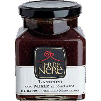 Confettura di Lamponi con Miele di Zagara e Grappa di Nerello Mascalese, 240 gr Confetture e Creme spalmabili Terre Nere 