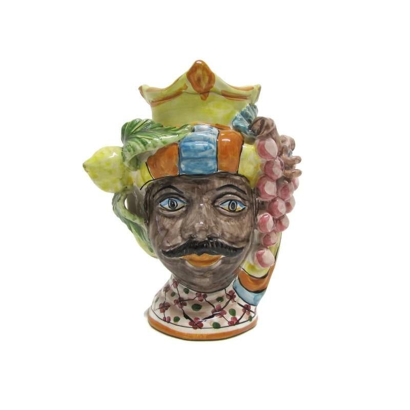 Testa di Moro in Ceramica artistica di Caltagirone, h 18 cm Ceramica Food in Sicily 