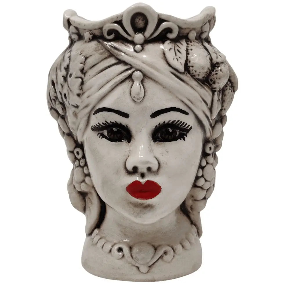 Moro's Head, Woman, White, Kalat Ceramiche, h 13 cm Kalat Ceramiche Ceramics 